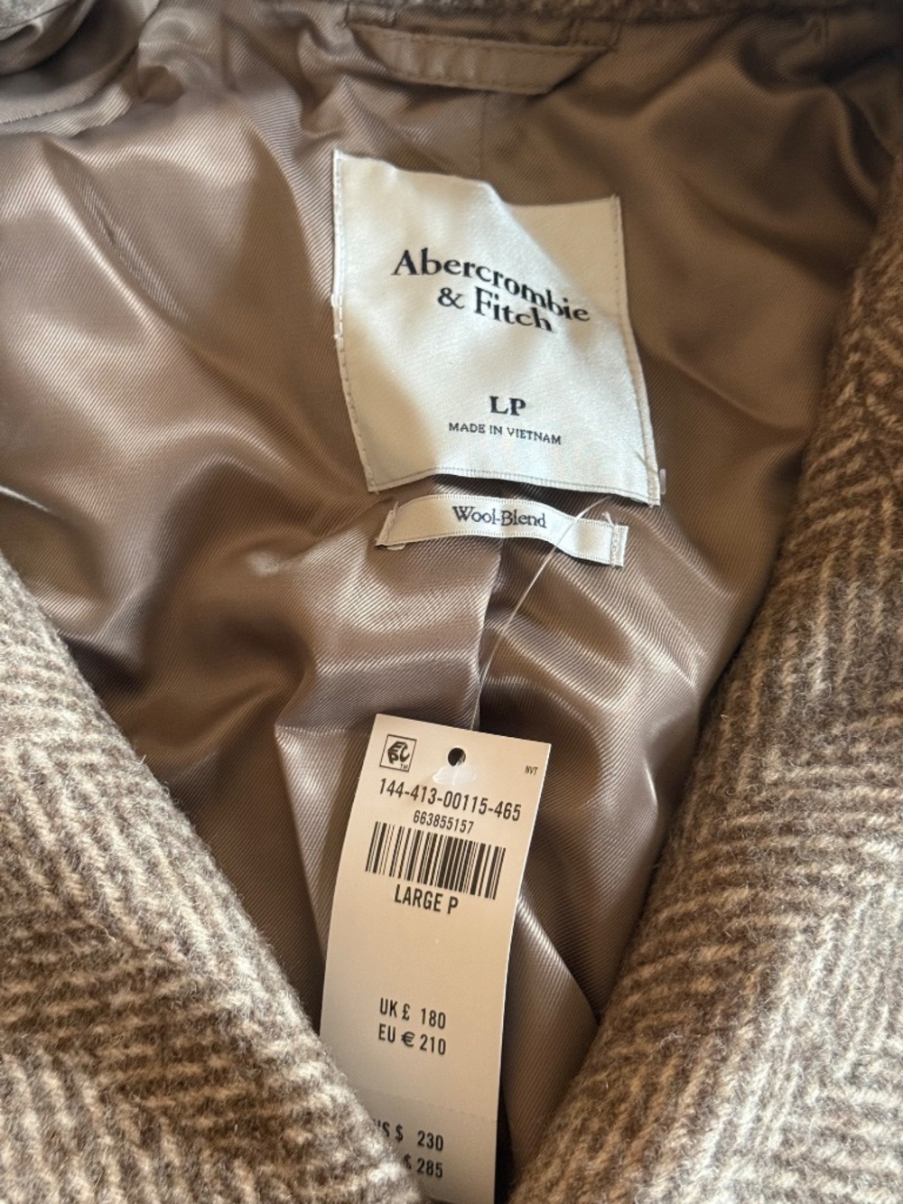 Abercrombie & Fitch Gray Herringbone Wool Blend Trench Coat - Picture 2 of 6